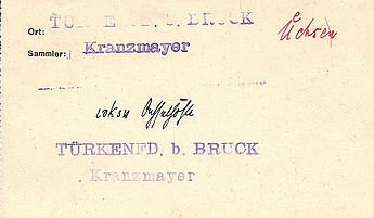Belegzettel zum Stichwort Üchse aus Türkenfeld, Landkreis Fürstenfeldbruck, erhoben von Eberhard Kranzmayer